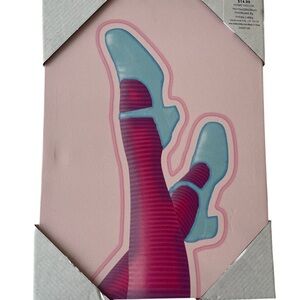 Retro Pop Art Canvas Wall Decor Pink Legs & Blue Shoes Print Modern Home Accent